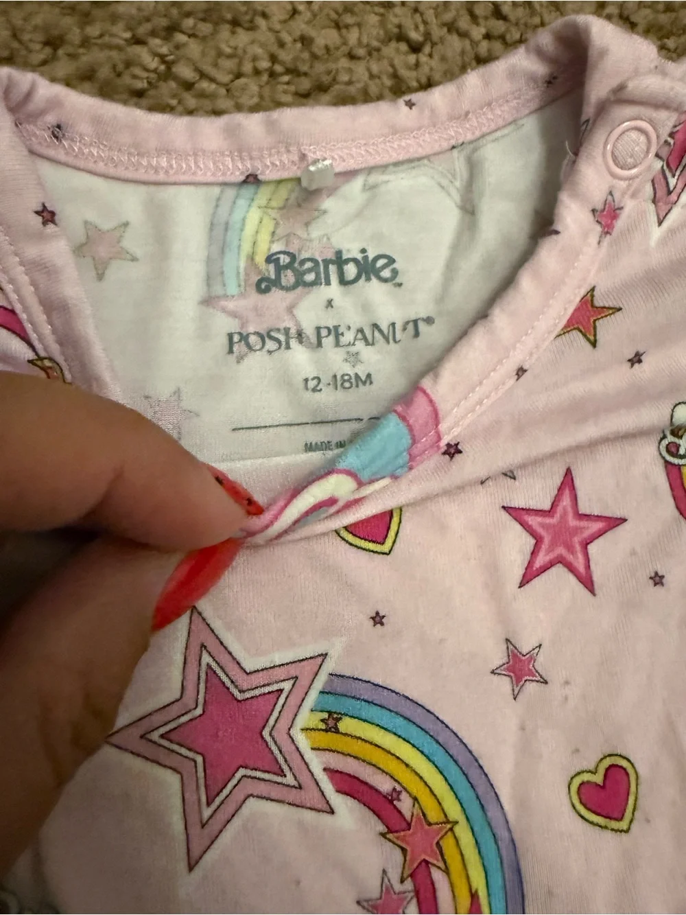 Posh Peanut Pink Rainbow & Star Print One-Piece Bodysuit